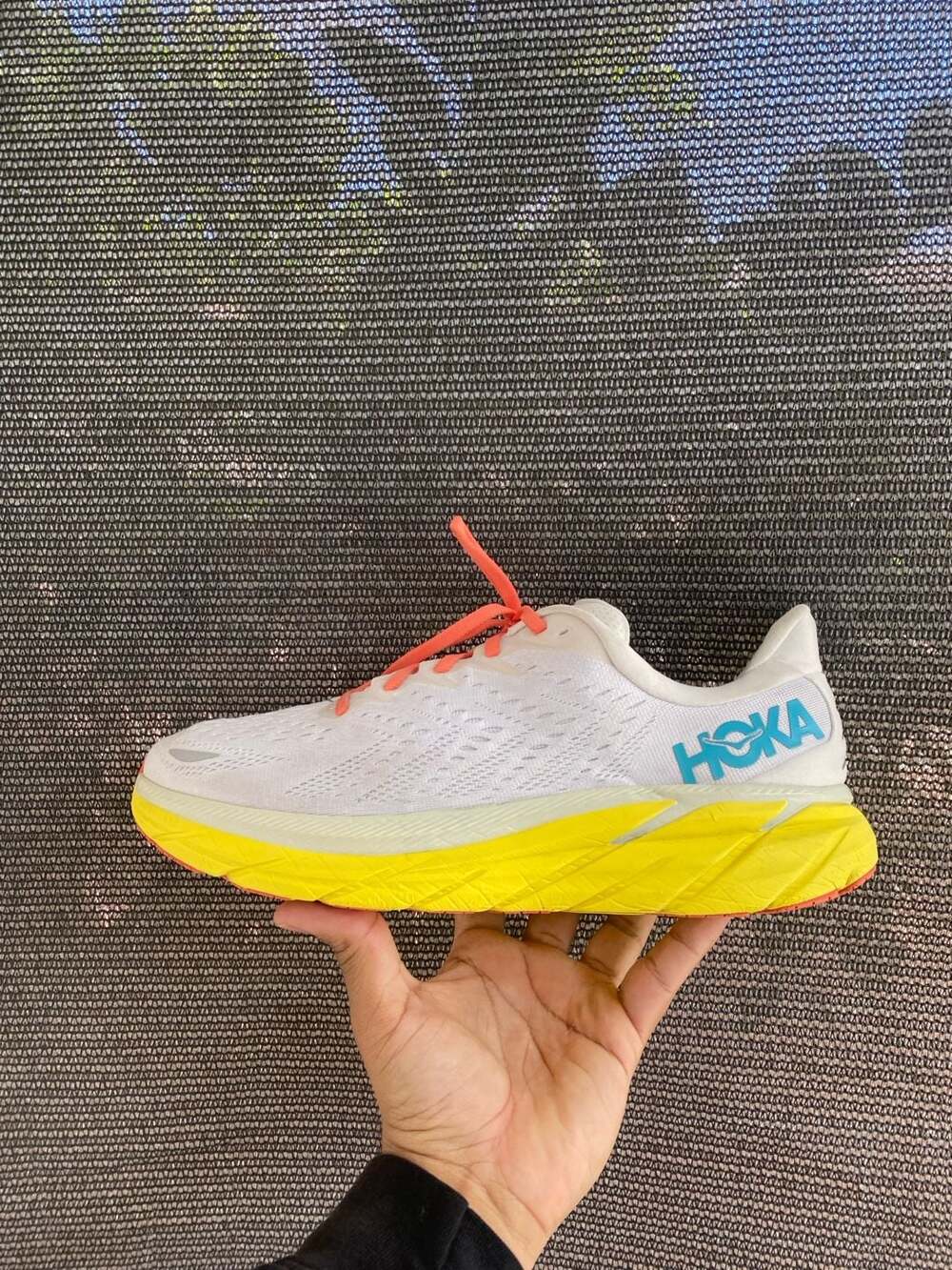 Hoka Clifton 8 Wide Men's Running Shoes White Yellow Size 11 2E